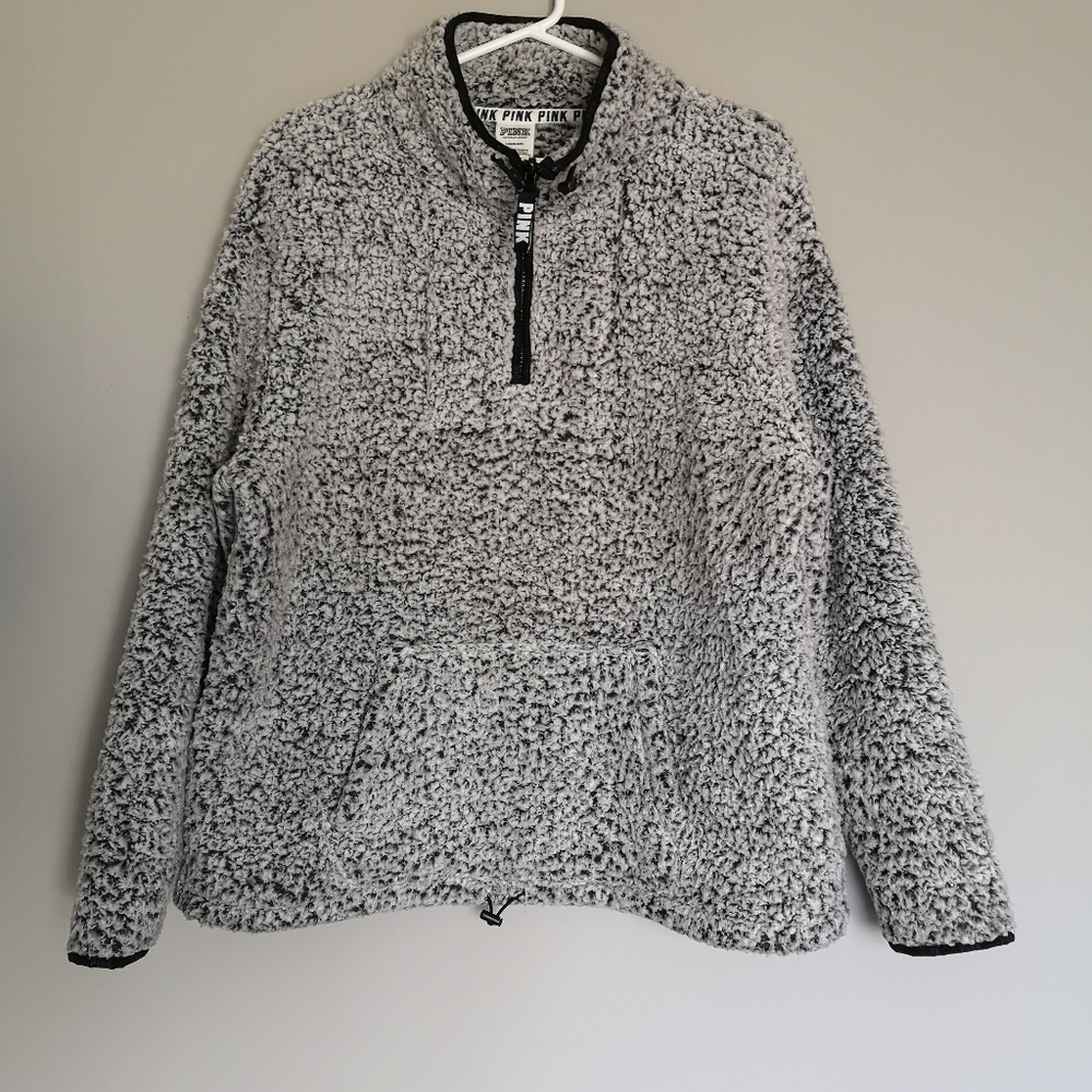 PINK by Victoria's Secret Teddy Bear Sherpa Style Pull Over Sweater Hood… - Picture 14 of 15